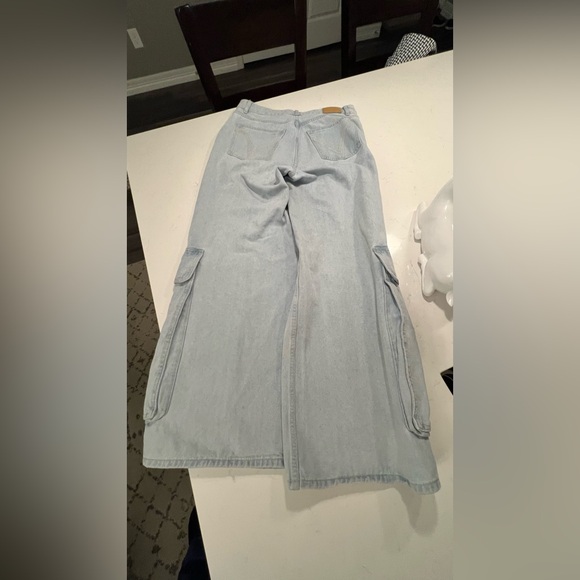 REDBAT Light Blue Women's Slouchy High-Rise Jean Cargo Pants size W12 - Picture 9 of 14